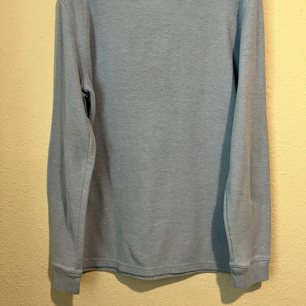 Banana Republic Henley Shirt Men's Medium Waffle Knit Cotton Blend Light Blue LS